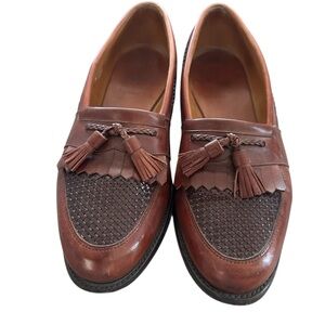 Allen Edmonds Cody Woven Brown Leather Tassel Loafers